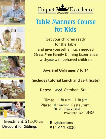 Kids Table Manners Workshop